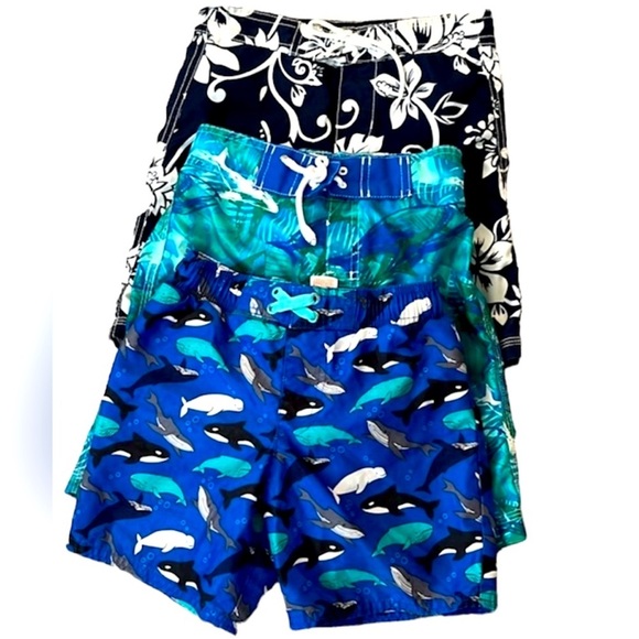Gymboree Other - Gymboree• Toddler Swimming Trunks, Sharks, Dolphins, Flowers, Blue, 4-6yr, EUC